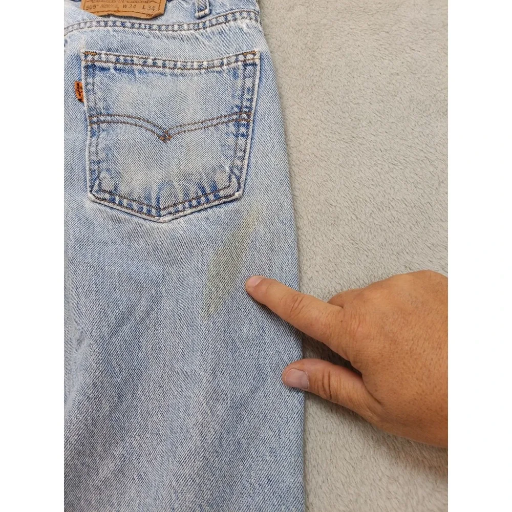 Vintage Levi's 505 Orange Tap Straight Leg Men's Denim Jeans Size 34×34